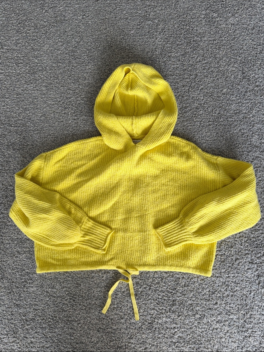 American Eagle Outfitters Bright Yellow Hooded Knit Pullover
